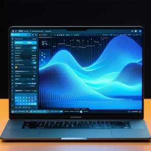 Tech Macro Photography: Laptop with data visualization