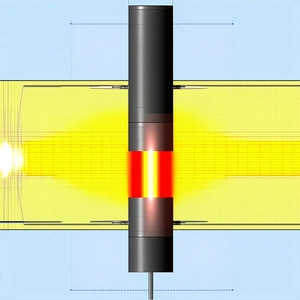 A Red Light Is Shining Through A Tube, Creating A Bright And Colorful Effect