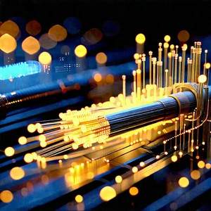 Close-up Of Fiber Optic Cables With Close-up Large