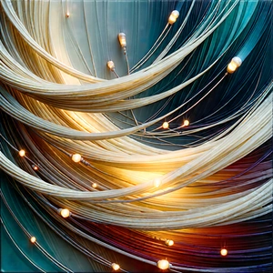 Close-up of fiber optic cables