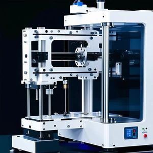 A White Machine With A Blue Light On It