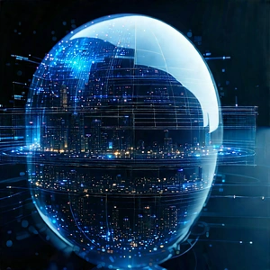 Artificial Intelligence Visualization With Large, Blue,