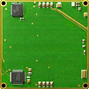 Tech Gouache Painting: Circuit board with laser scanning