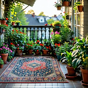 Lifestyle Long Exposure Photography: Balcony Garden With Plants And Natural Elements With Beautifully Decorated