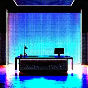 Futuristic Tech Startup Office With Desk Computer