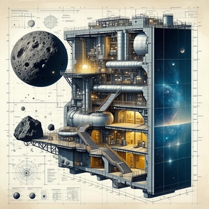 The Image Is A Detailed Drawing Of A Futuristic Building, Which Appears To Be A Space Station