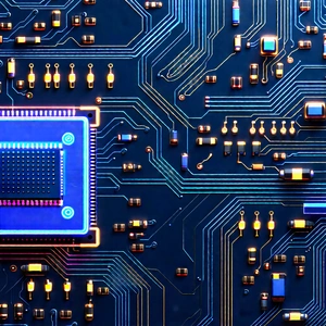 Circuit board with neon accents