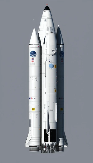 A Large White Rocket Ship Is Shown In A 3d Model