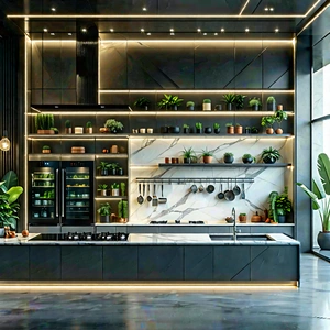 Lifestyle Geometric Design: Modern Kitchen With Organized Space With Image, There