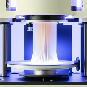 A Large Machine With A Blue Light Shining On It
