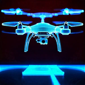 Drone With Holographic Display With Blue Drone