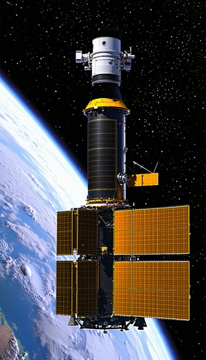A Space Station With A Large Satellite Dish On Top Of It