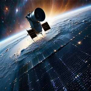 A Space Station With A Large Satellite Dish On Top Of It