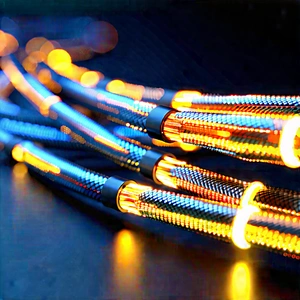 Close-up Of Fiber Optic Cables With Close-up Bunch