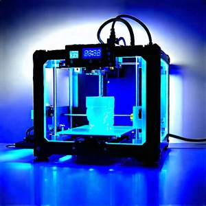 3d Printer With Blue Light Glow With Blue Printer