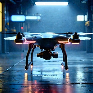 Drone With Glowing Screen With Drone Captured