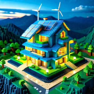 Tech Voxel Art: Innovative renewable energy (design:1.48)