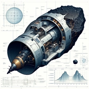 spacecraft shown detailed drawing
