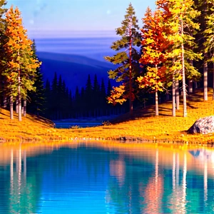 Nature Octane Render: Crystal Clear (lake:1.26) Surrounded By Autumn (trees:1.23) With Serene Lake