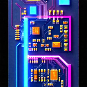 Tech Architectural Photography: Circuit board with neon accents
