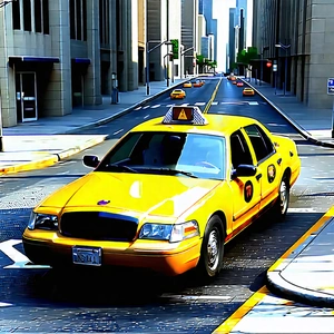 Urban Cinema 4d: City Taxi In Arts District With Yellow Taxi