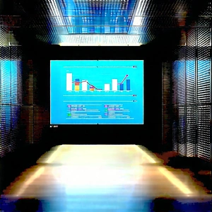 Financial Technology In Tech Office With Large Screen