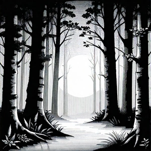 Nature Graphic Design: (forest:1.4) Scene During Night With Forest Scene