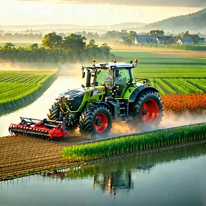 Agricultural Technology In Design Studio With Large Green