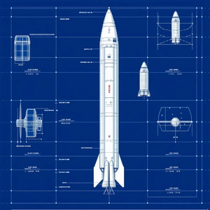 A Blueprint Of A Rocket Is Displayed, Showing The Various Parts And Their Functions