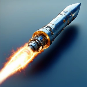 A Rocket Is Shown In A Close-up View, With Its Engine And Exhaust Visible