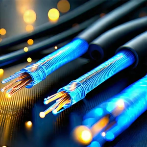 Close-up Of Fiber Optic Cables With Close-up Blue