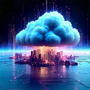 Cloud Computing Visualization With Large, Blue
