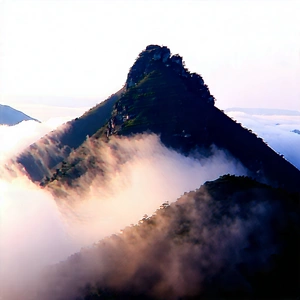 Nature Stock Photography: Mist Over (mountain:1.25) Peak With Mountain Cloudy