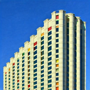 Urban Commercial Photography: Skyscraper With Artistic Facade With Tall White