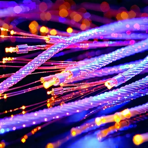 Close-up Of Fiber Optic Cables With Close-up Bunch