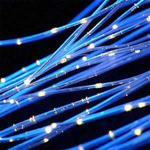 Close-up Of Fiber Optic Cables With Close-up Blue