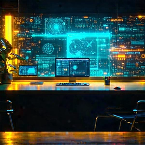 Futuristic Tech Startup Office With Image, There