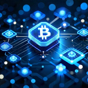 Blockchain Network Visualization With Blue Green