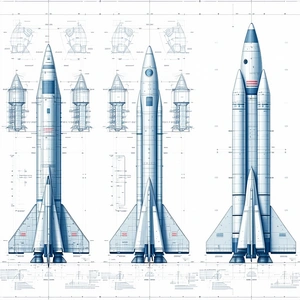 A Series Of Blue And White Space Shuttles Are Shown In A Diagram