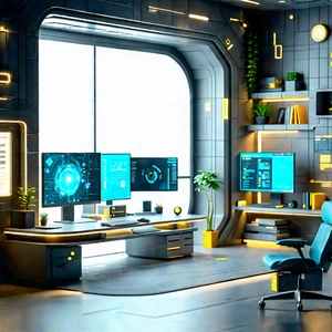 Futuristic Tech Startup Office With Futuristic Office,