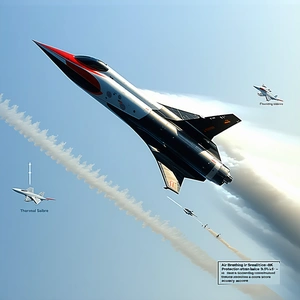 A Fighter Jet Is Flying Through The Sky, Leaving A Trail Of Smoke Behind It