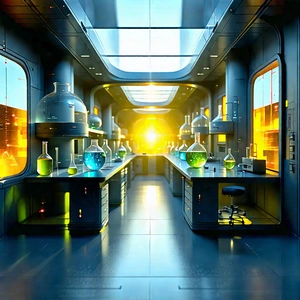 Futuristic Research Laboratory With Image, There
