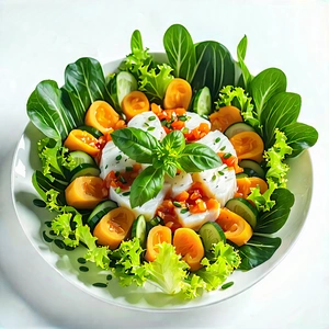 Lifestyle 3d Render: Plant-based Dish Prepared With Seasonal Produce With White Plate
