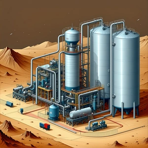 In The Image, There Is A Large Industrial Plant With A Series Of Pipes And Tanks