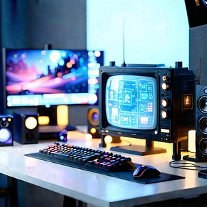 Entertainment Technology In Tech Office With Black Silver