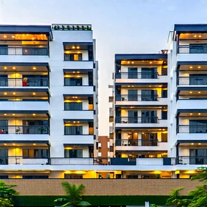 Urban Hdr Photography: Modern Apartment Complex With Minimalist Design With Large Building