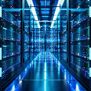 Server Rack With Holographic Projection With Image, There