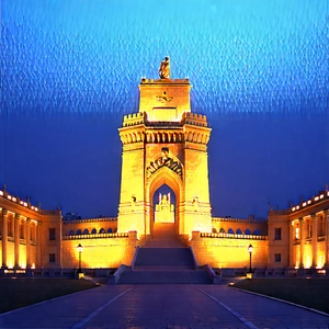 Urban Pastel Drawing: Historic Monument With (city:1.28) Lights With Large, Ornate