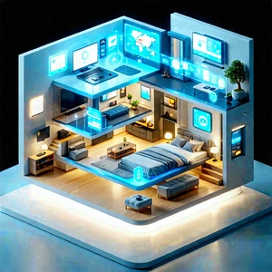 Tech Isometric Design: Smart Home (device:1.4) With Streaming Content With Futuristic, High-tech