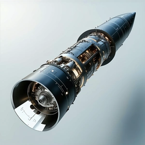 A Large, Black, And Silver Engine With A Turbine Inside